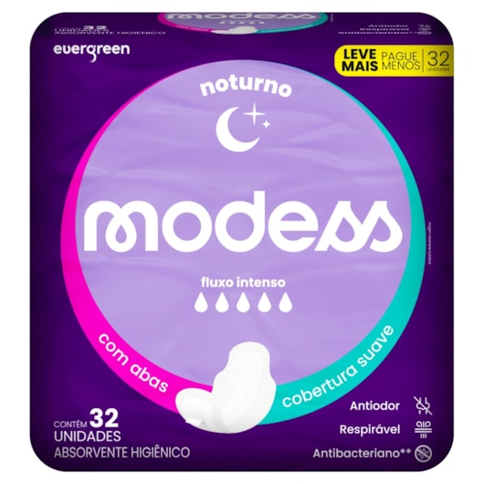 Absorvente Modess Noturno Com Abas 32 unidades