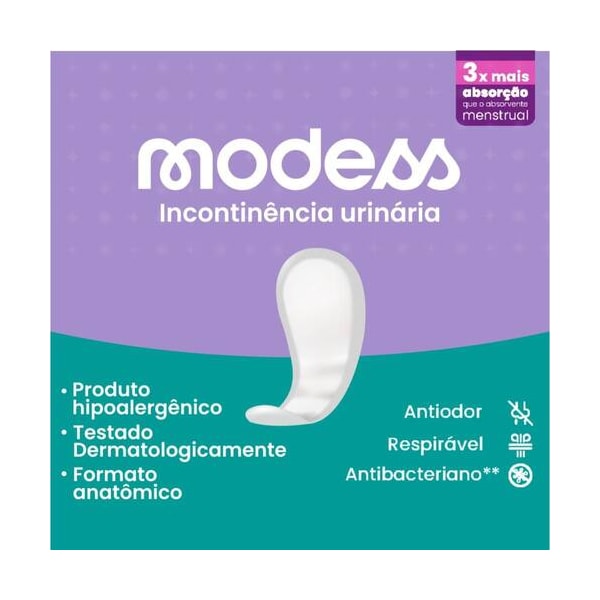 Absorvente Modess para Incontinência Moderada 8 unidades Absorvente Modess para Incontinência Moderada 8 unidades