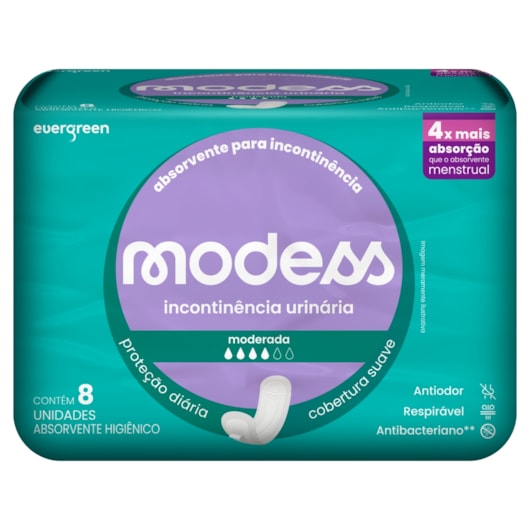 Absorvente Modess para Incontinência Moderada 8 unidades