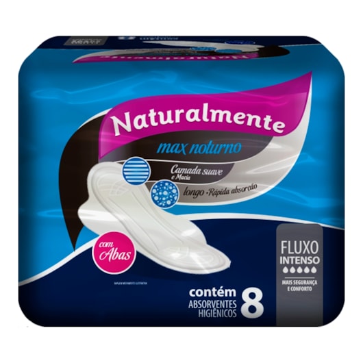 Absorvente Naturalmente Max Noturno Com Abas 8 unidades
