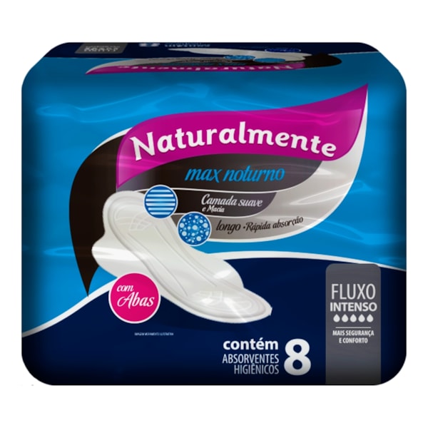 Absorvente Naturalmente Max Noturno Com Abas 8 unidades Absorvente Naturalmente Max Noturno Com Abas 8 unidades
