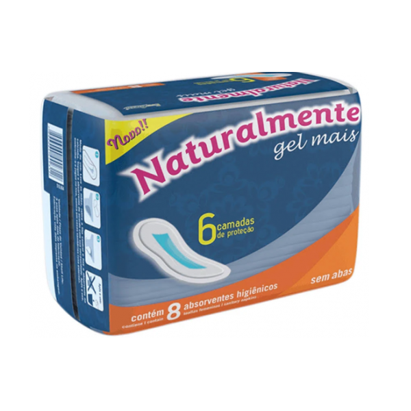 Absorvente Sem Abas Naturalmente Gel Mais Leve 8 Pague 7