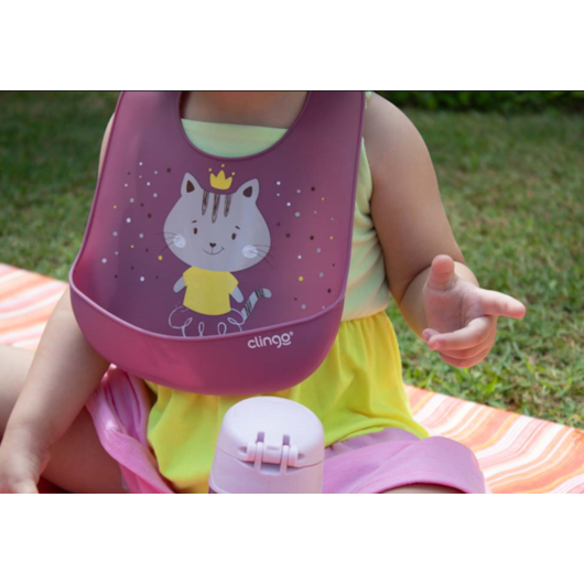 Babador Silicone com Bolso Coletor Clingo Milky