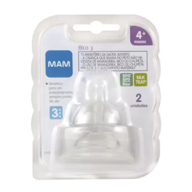 Bico de Mamadeira MAM 3 Fluxo Rápido 4 Meses - Embalagem Dupla Bico de Mamadeira MAM 3 Fluxo Rápido 4 Meses - Embalagem Dupla