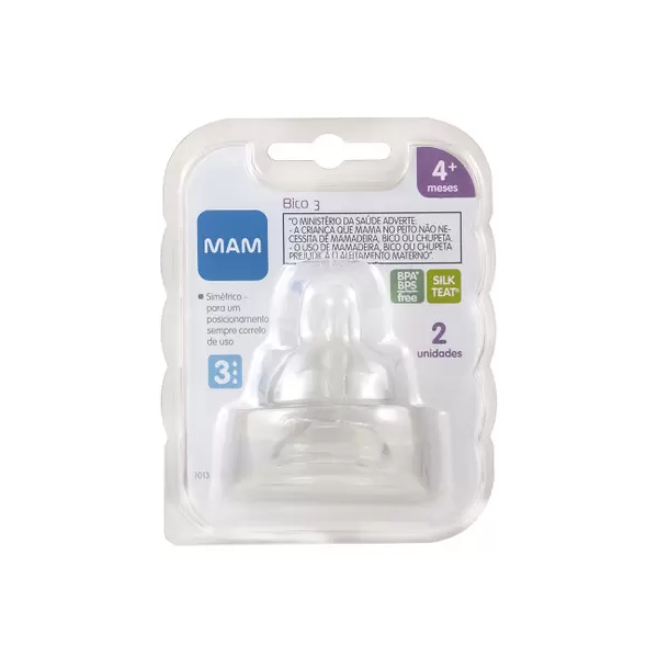 Bico de Mamadeira MAM 3 Fluxo Rápido 4 Meses - Embalagem Dupla Bico de Mamadeira MAM 3 Fluxo Rápido 4 Meses - Embalagem Dupla