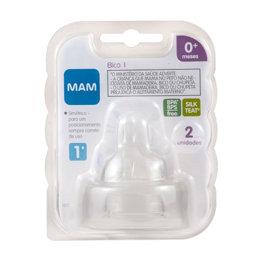 Bico Mamadeira MAM 1 Fluxo Lento - Embalagem Dupla Bico Mamadeira MAM 1 Fluxo Lento - Embalagem Dupla