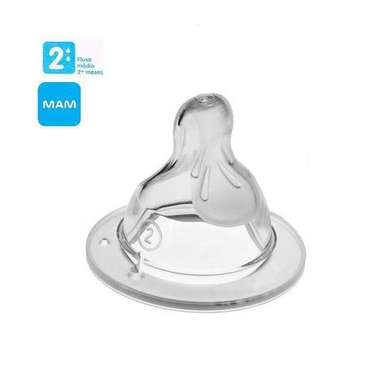 Bico Mamadeira MAM 2 Fluxo Médio 2+ Meses - Embalagem Unitária Bico Mamadeira MAM 2 Fluxo Médio 2+ Meses - Embalagem Unitária