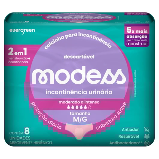 Calcinha Descartável para Incontinência Modess 8 unidades Calcinha Descartável para Incontinência Modess 8 unidades