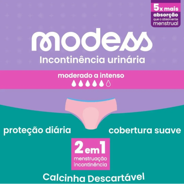 Calcinha Descartável para Incontinência Modess 8 unidades