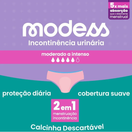 Calcinha Descartável para Incontinência Modess 8 unidades Calcinha Descartável para Incontinência Modess 8 unidades