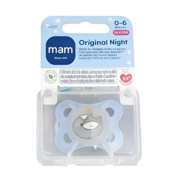 Chupeta MAM Original Night 0-6 Meses Azul - Embalagem Unitária