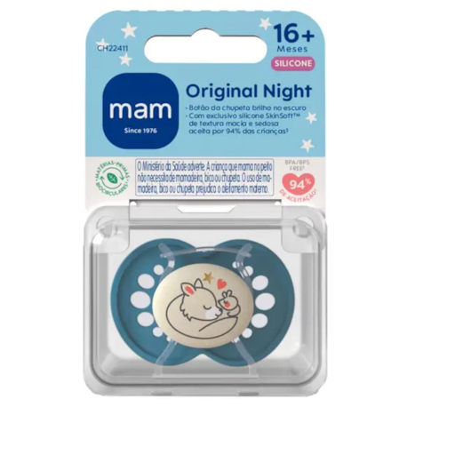 Chupeta MAM Original NIGHT 16+ meses Azul - Embalagem Unitária