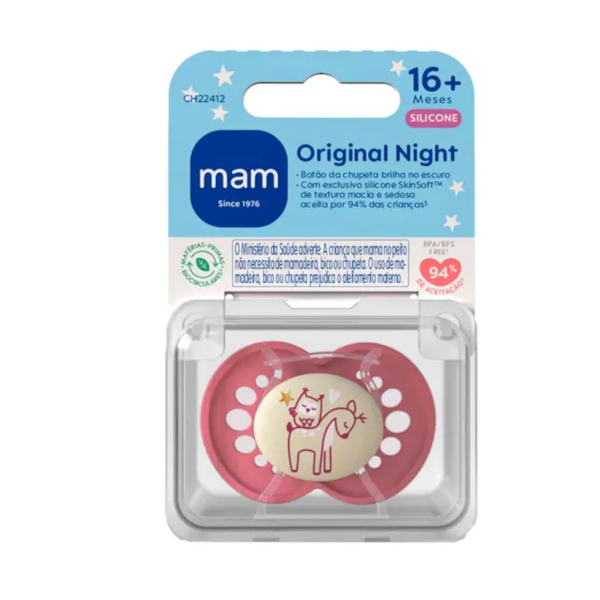 Chupeta MAM Original NIGTH 16+ meses Rosa - Embalagem Unitária