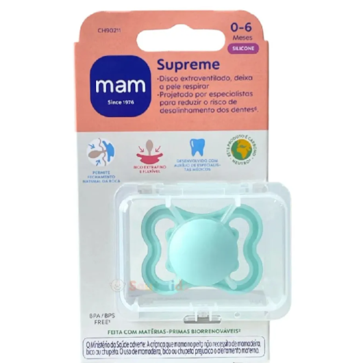 Chupeta MAM Supreme - 0-6 meses Azul- Embalagem Unitária