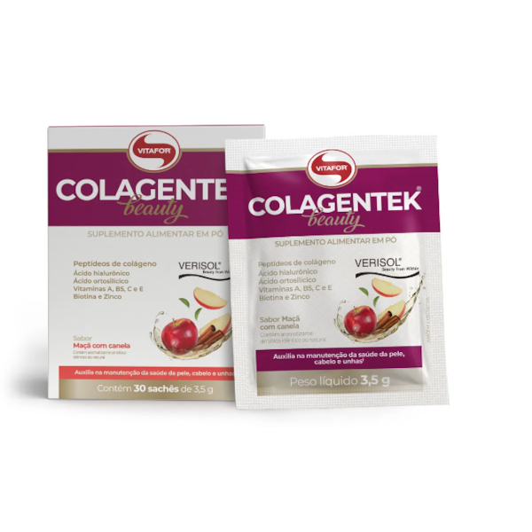 Colagentek beauty Vitafor 30 sachês - Sabor Maçã c/ Canela Colagentek beauty Vitafor 30 sachês - Sabor Maçã c/ Canela
