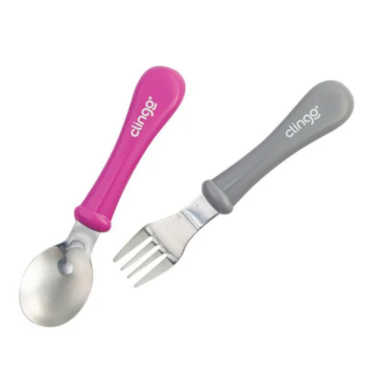 Colher e Garfo de Metal Colors Clingo Rosa/Cinza Colher e Garfo de Metal Colors Clingo Rosa/Cinza