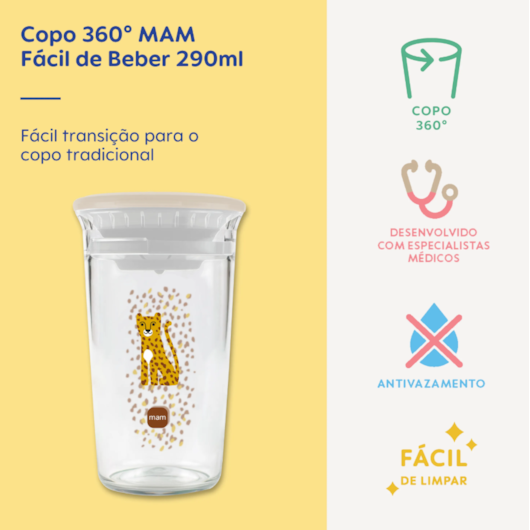 Copo 360° Fácil de Beber MAM 290ml Neutro