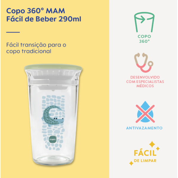 Copo 360° Fácil de Beber MAM 290ml Verde
