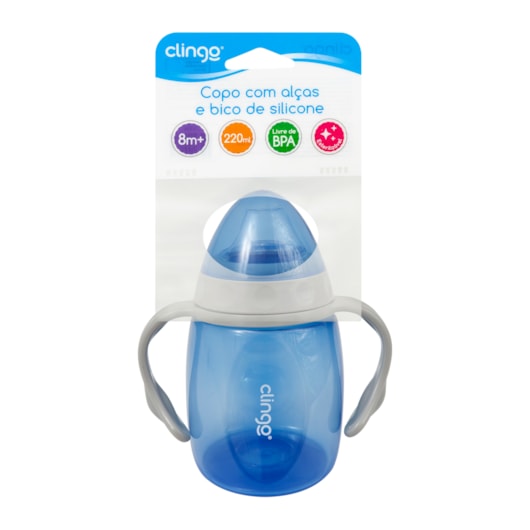 Copo Alça E Bico Silicone Colors Clingo Azul