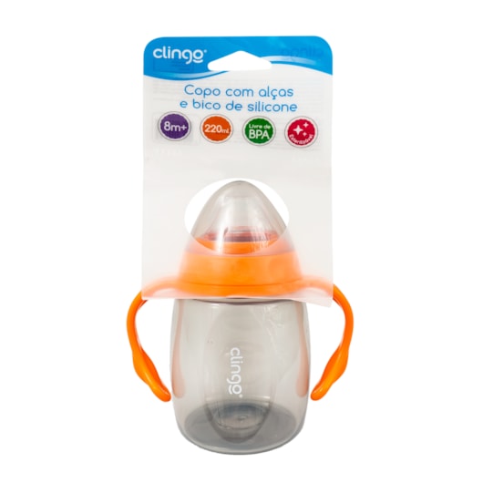 Copo Alça E Bico Silicone Colors Clingo Laranja Copo Alça E Bico Silicone Colors Clingo Laranja