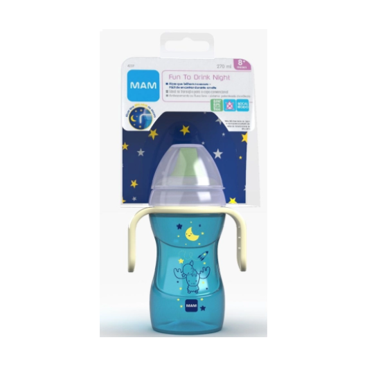 Copo MAM Fun To Drink Night 270 ml - Azul Copo MAM Fun To Drink Night 270 ml - Azul