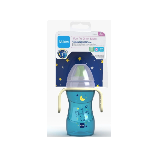 Copo MAM Fun To Drink Night 270 ml - Azul Copo MAM Fun To Drink Night 270 ml - Azul