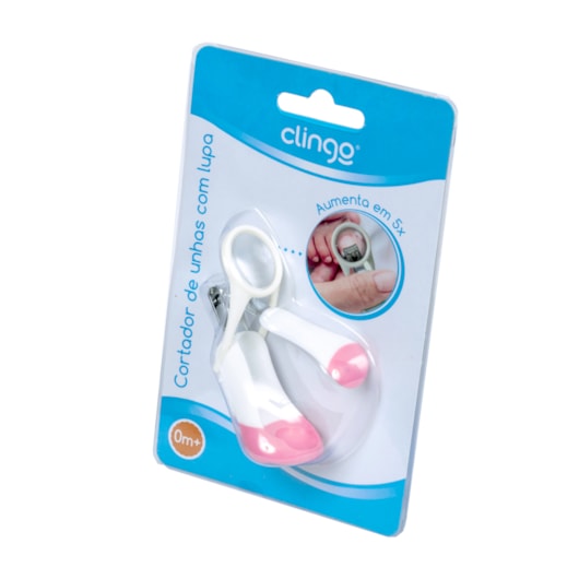 Cortador De Unhas Com Lupa Clingo Rosa