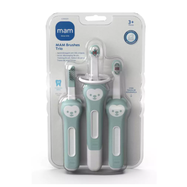 Escova Brushes Trio Mam Azul - Kit Escova Infantil Escova Brushes Trio Mam Azul - Kit Escova Infantil