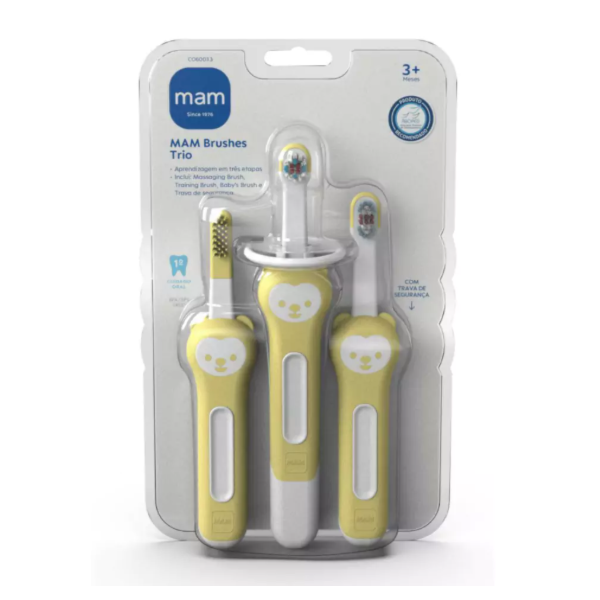 Escova Brushes Trio Mam Neutro - Kit Escova Infantil