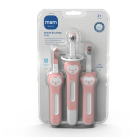 Escova Brushes Trio Mam Rosa - Kit Escova Infantil