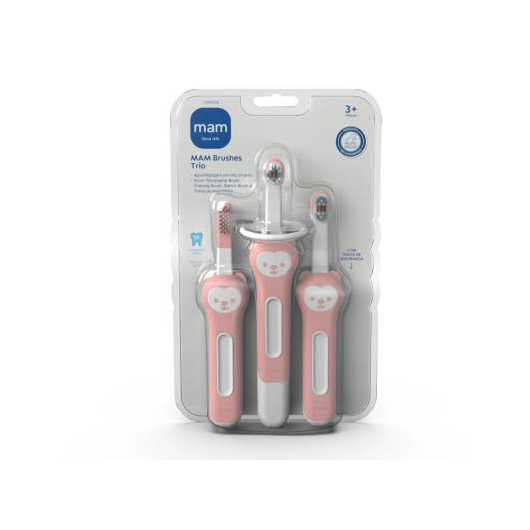 Escova Brushes Trio Mam Rosa - Kit Escova Infantil