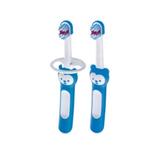 Escova de dente infantil azul MAM Babys Brush - embalagem dupla