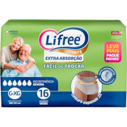 Fralda Calça Para Adulto Lifree Extra Absorção G/XG - 16 unidades