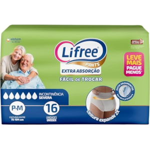 Fralda Calça Para Adulto Lifree Extra Absorção P/M - 16 unidades