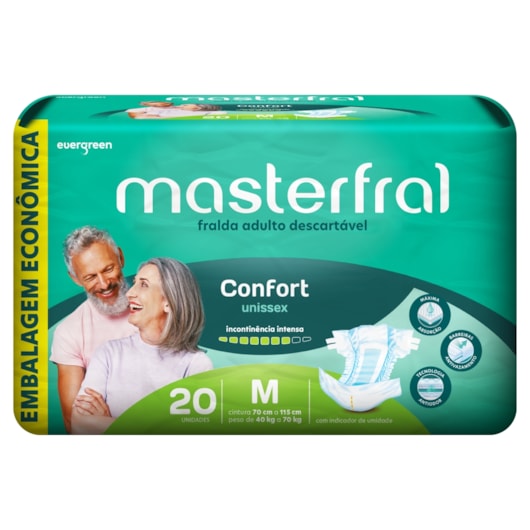 Fralda Geriátrica Geriamax Confort Masterfral Tamanho M com 20 Unidades - Embalagem Economica