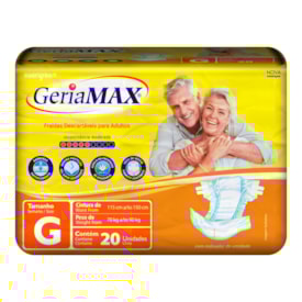 Fralda Geríatrica Geriamax Tamanho G com 20 unidade Fralda Geríatrica Geriamax Tamanho G com 20 unidade