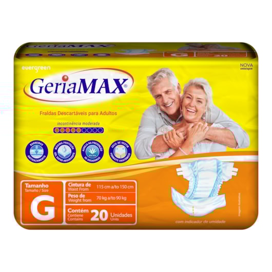 Fralda Geríatrica Geriamax Tamanho G com 20 unidade Fralda Geríatrica Geriamax Tamanho G com 20 unidade