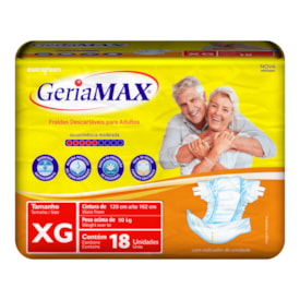 Fralda Geríatrica Geriamax Tamanho XG com 18 unidades Fralda Geríatrica Geriamax Tamanho XG com 18 unidades