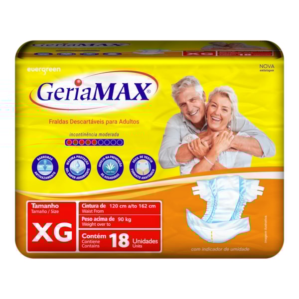 Fralda Geríatrica Geriamax Tamanho XG com 18 unidades Fralda Geríatrica Geriamax Tamanho XG com 18 unidades