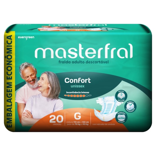 Fralda Geriátrica Masterfral Comfort Tamanho G com 20 Unidades - Embalagem Economica Fralda Geriátrica Masterfral Comfort Tamanho G com 20 Unidades - Embalagem Economica
