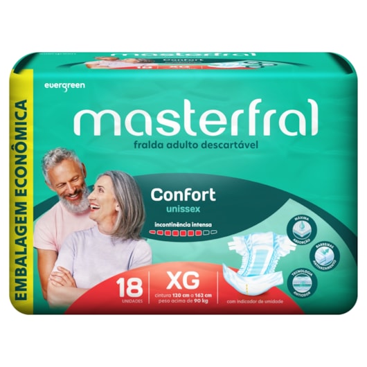 Fralda Geriátrica Masterfral Comfort Tamanho XG com 18 Unidades - Embalagem Economica Fralda Geriátrica Masterfral Comfort Tamanho XG com 18 Unidades - Embalagem Economica