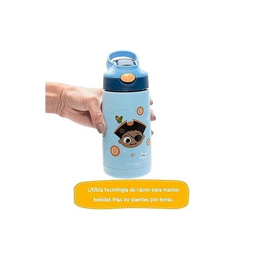 Garrafa Térmica Infantil Parede Dupla Pirata 350ml - Clingo