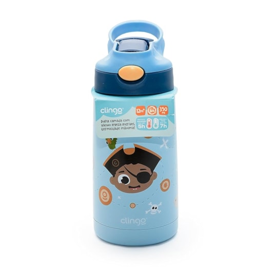 Garrafa Térmica Infantil Parede Dupla Pirata 350ml - Clingo