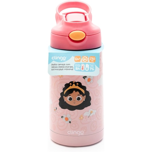 Garrafa Térmica Infantil Parede Dupla Princesa 350ml - Clingo