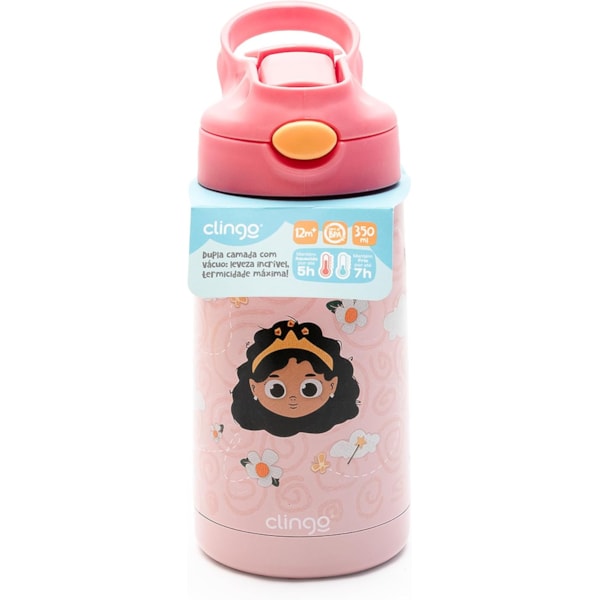 Garrafa Térmica Infantil Parede Dupla Princesa 350ml - Clingo