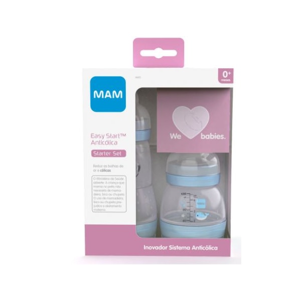 Kit 2 Mamadeiras MAM Easy Start Azul - Starter Set Kit 2 Mamadeiras MAM Easy Start Azul - Starter Set