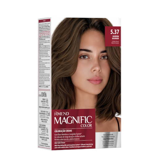 Kit Coloração Amend Magnific Color 5.37 Marrom Dourado