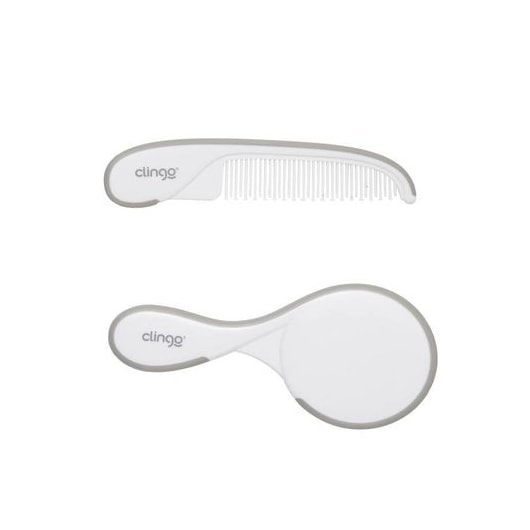 Kit Escova E Pente De Cabelo Cinza E Branco - Clingo