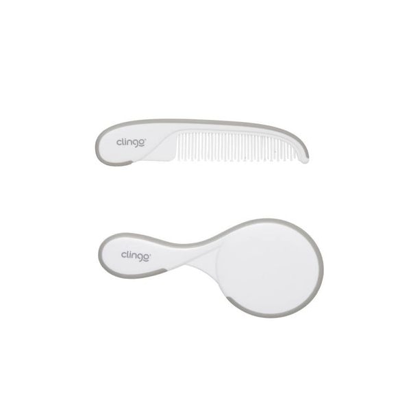 Kit Escova E Pente De Cabelo Cinza E Branco - Clingo Kit Escova E Pente De Cabelo Cinza E Branco - Clingo