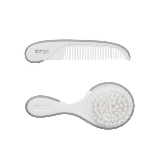 Kit Escova E Pente De Cabelo Cinza E Branco - Clingo